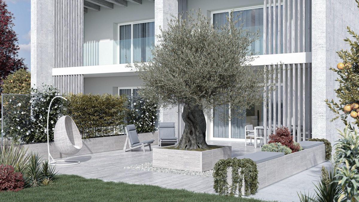 Rekonstruált kő virágláda – fehérített juhar